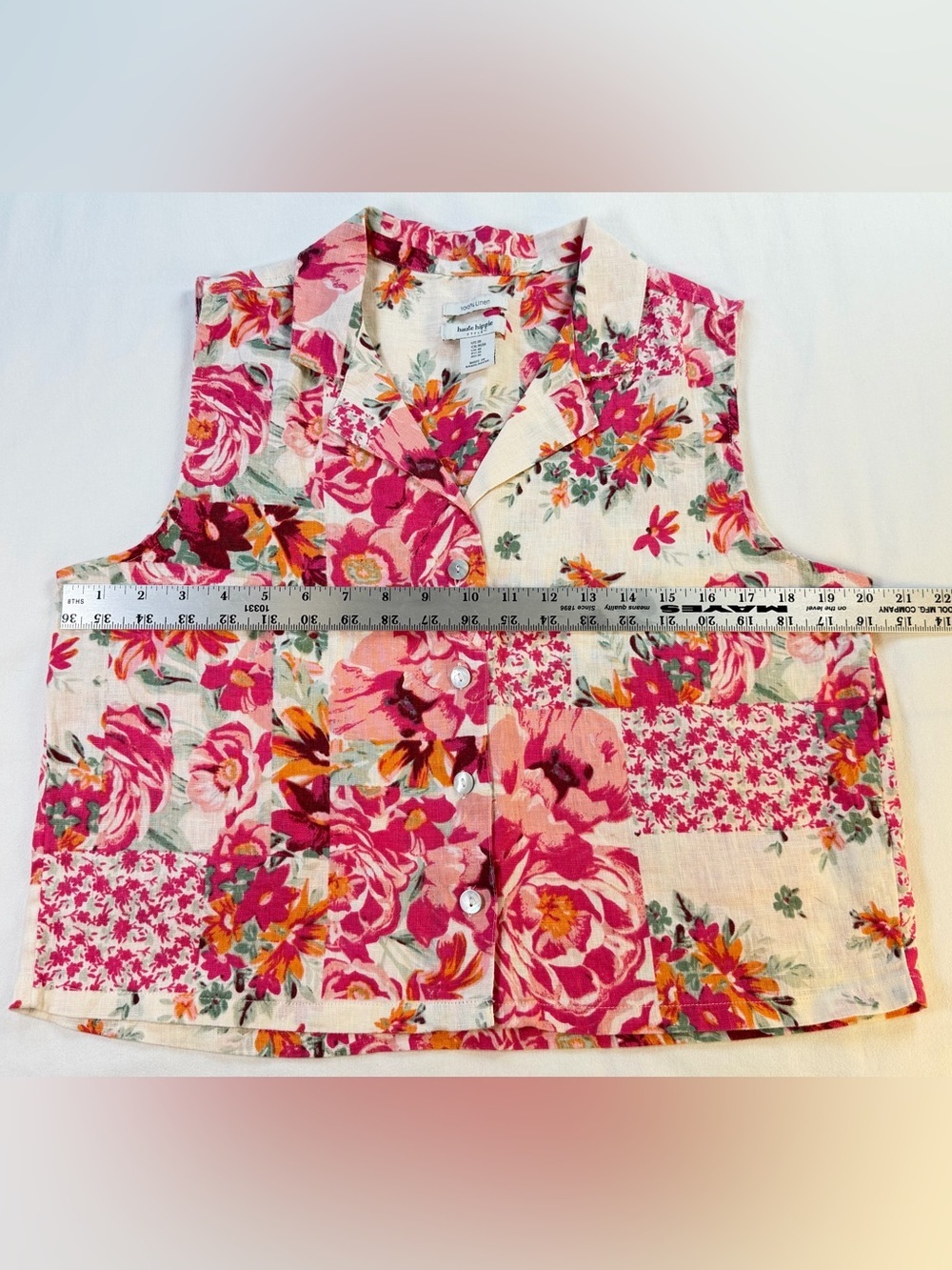 Haute Hippie Linen Floral Patchwork Matching Set Size Medium EUC - Picture 7 of 15